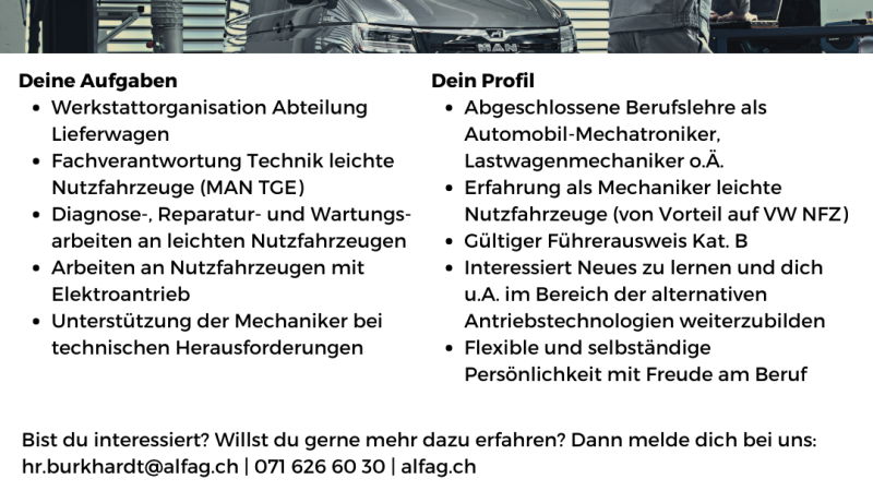 Chefmechaniker leichte Nutzfahrzeuge