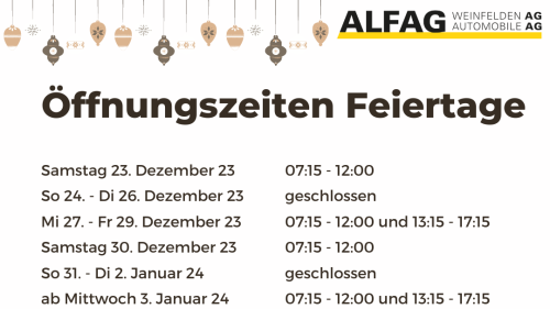 Öffnungszeiten Feiertage