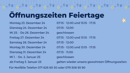 Öffnungszeiten Feiertage